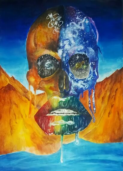 Rainbow lipped skull - A Paint Artwork by Natasha Aidomon