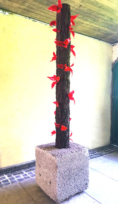 RED SYNTETHETIC TREE  - A Sculpture & Installation Artwork by Corrado Novello
