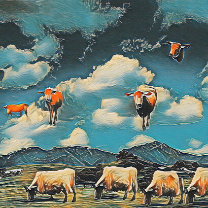 Cattle in Western Sichuan - a Digital Art Artowrk by Wenjun Fu