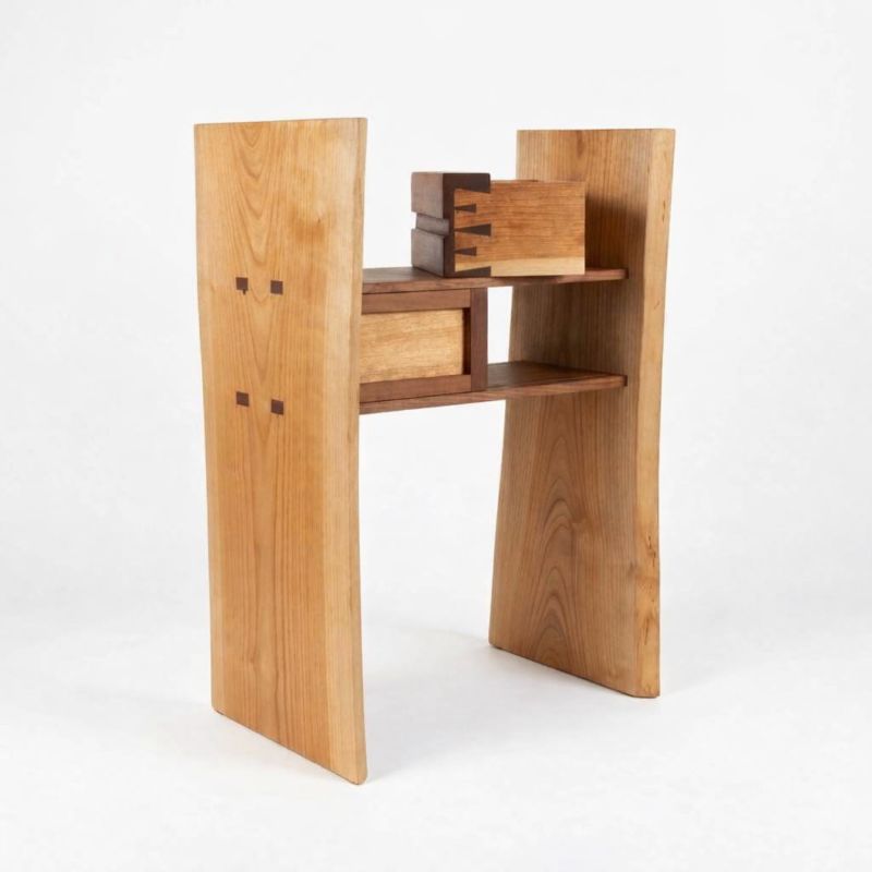 DAWN - A truly Handmade cabinet with live edges, a sliding door, and a drawer with houndstooth dovetails - a Art Design by Giuseppe Deepak Benti