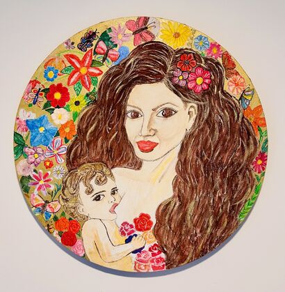 Breastfeeding your world  - a Paint Artowrk by Esmeralda  Andrade Fernandez