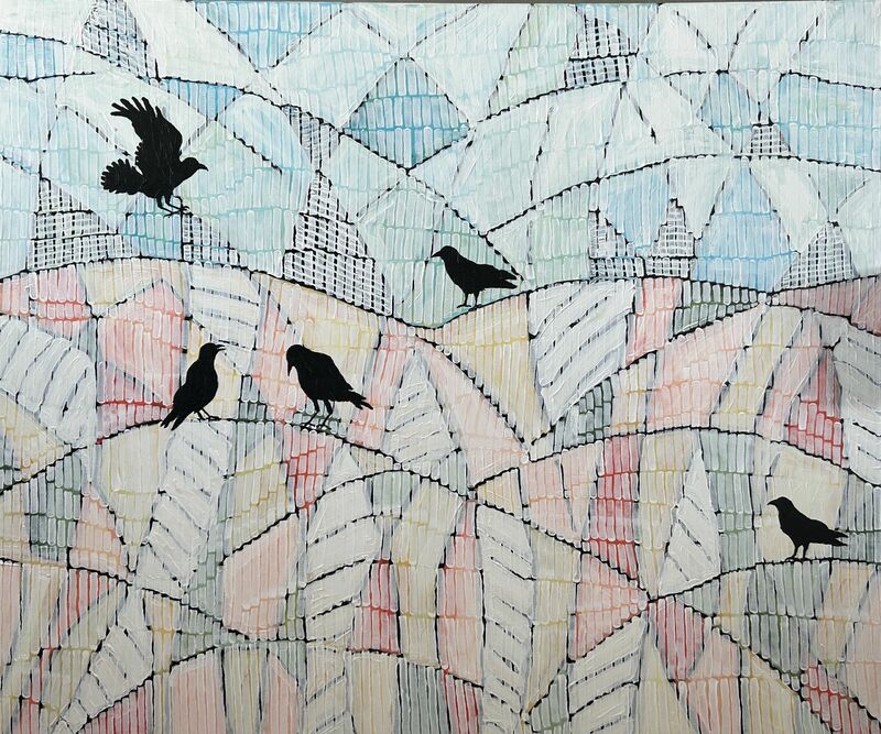 Crows on a Wire - a Paint by Samantha Malone