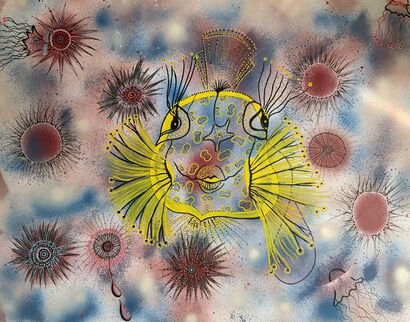 Mon poisson-coffre d’amour se meurt de peur - a Paint Artowrk by Elodie AVATI