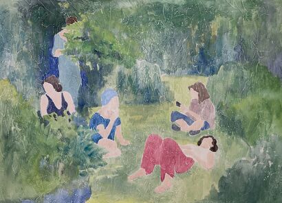 Ladies in the garden - A Paint Artwork by Natalia Chobanyan