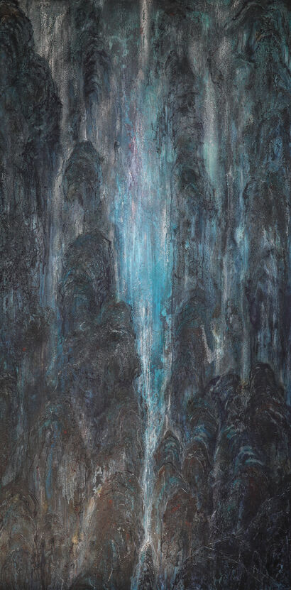 Blue Waterfall - A Paint Artwork by  Lina Zhou