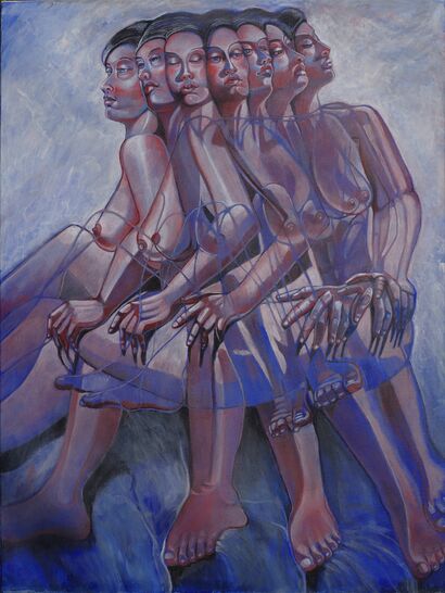 Seven Sisters Seven Dimensions in Blue - a Paint Artowrk by John Shelton
