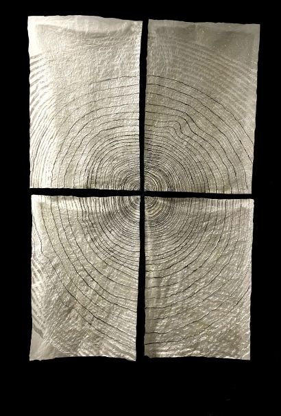 #3.1.2023 WORLD TREE PLANE TREE - 4 panels - a Paint Artowrk by Onzijn by Marianne Goudswaard