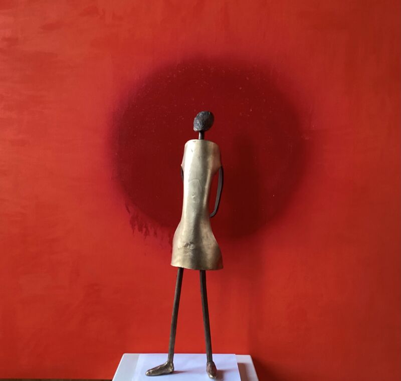 red picture oil on canvas with woman - Bronzesculpture - a Sculpture & Installation by Sybille Czauderna