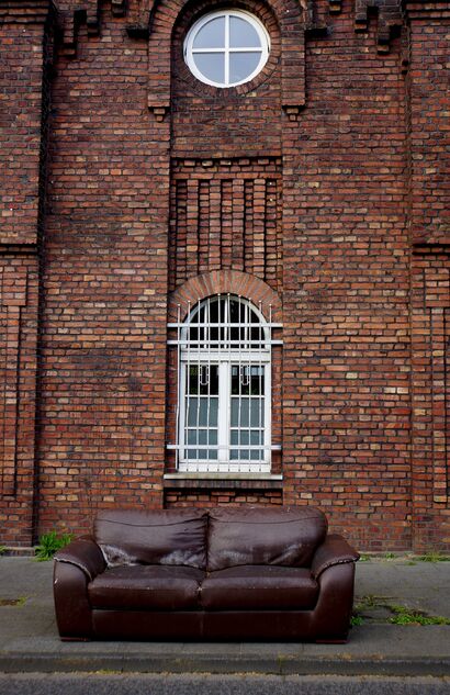 Out of Service I : The Brown Leather Couch - A Photographic Art Artwork by Angelika Schilling