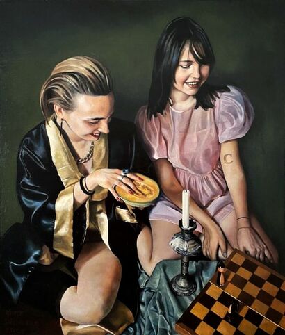 The Chess Players - a Paint Artowrk by Kurt Stimmeder