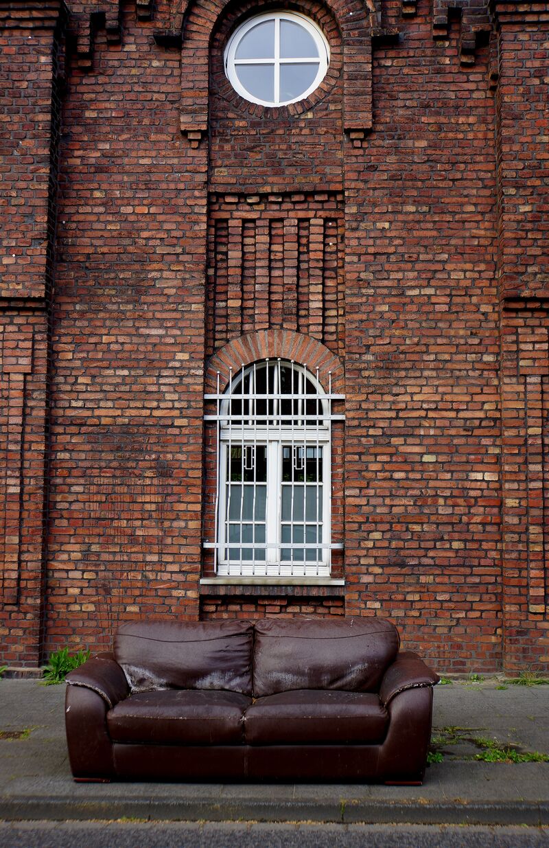Out of Service I : The Brown Leather Couch - a Photographic Art by Angelika Schilling