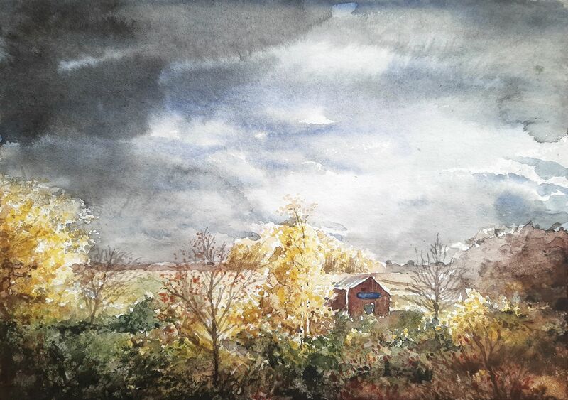 Autumn land - a Paint by Nils Pleje