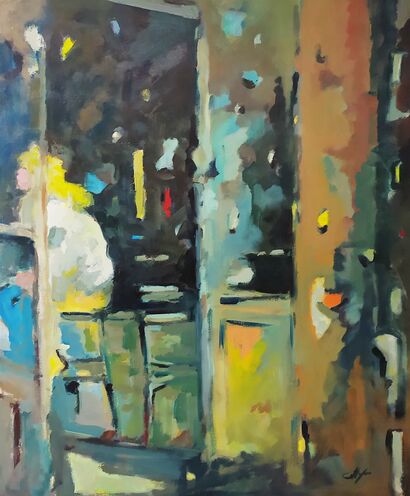 Ragazza al bar - A Paint Artwork by gianpaolo callegaro
