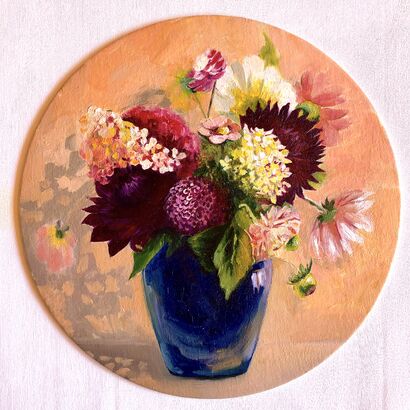 Flowers in Blue Vase - A Paint Artwork by Elena Belous