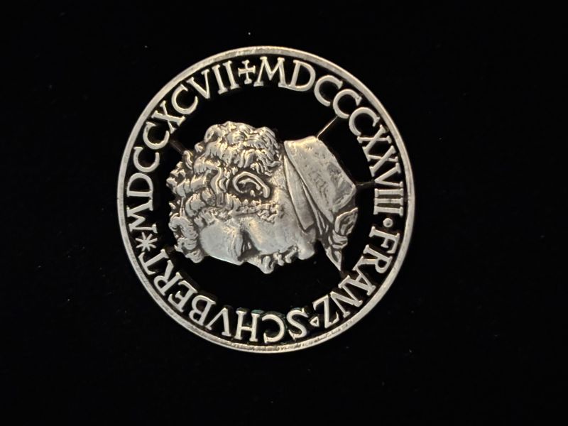 Hand Cut Sterling Silver Franz Schubert Medallion  - a Art Design by Robert Johnson 