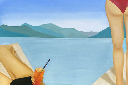 Sunbathing on Lake Como - A Paint Artwork by Diana Dzene