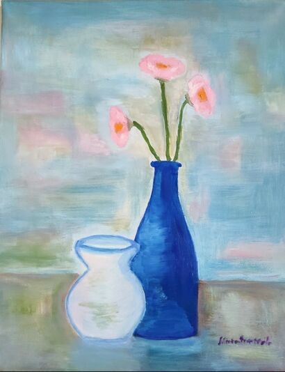 Fiori rosa nella bottiglia - A Paint Artwork by Brumy