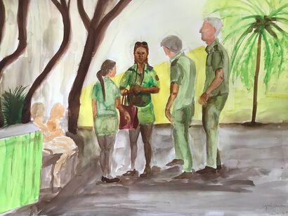 The policewoman - La Habana -  - A Paint Artwork by Sylvie Sandrin