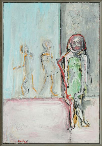 ATTESA CON MANICHINI - a Paintings Artwork by Claudia Eraldo