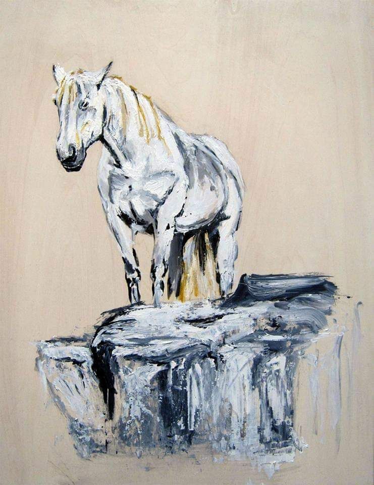 an old horse on the rock - a Paint by Mii. Soony