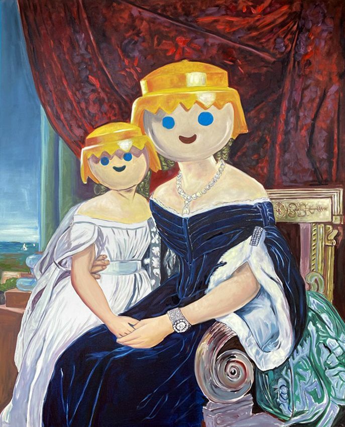 Dona Maria Amélia and daughter - a Paint by Cazanga