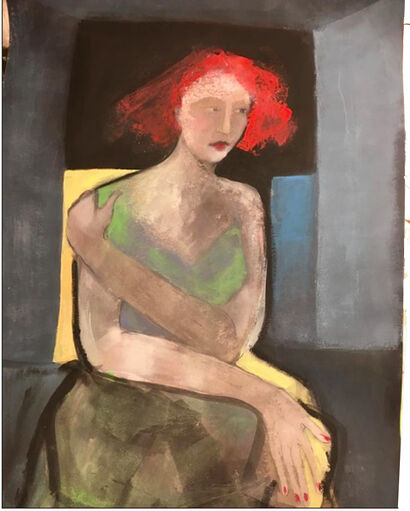 Donna con capelli rossi - A Paint Artwork by Angela Maria Iuliano
