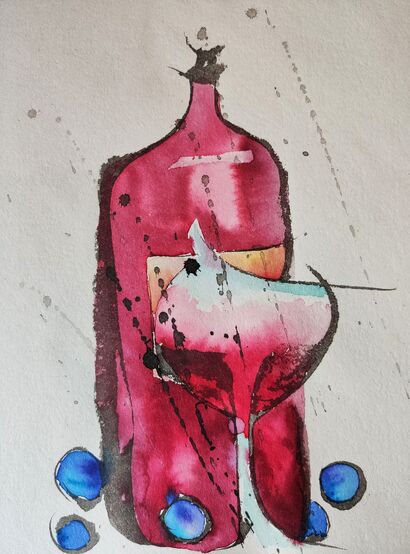 Glass of Wine - a Paint Artowrk by Tatyana Nikonova
