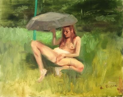 lady with umbrella #1 - A Paint Artwork by Alex çem Dupré