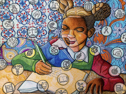 A Girl's Education - A Paint Artwork by Kristen Palana