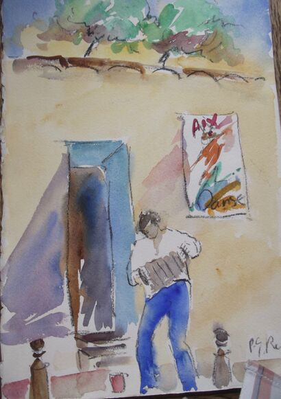 Street musician. Aix en Provence. France - A Paint Artwork by P.G.Rob