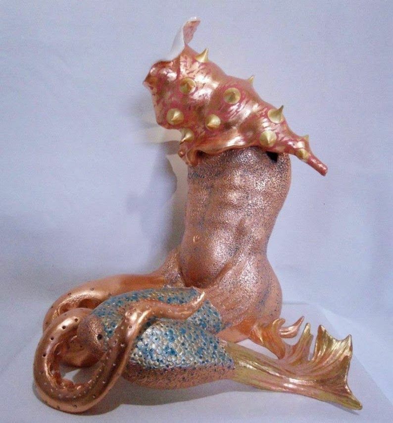 HIDE and SEEK Mermaid and Sea Shell  - a Sculpture & Installation by charles falarara charles