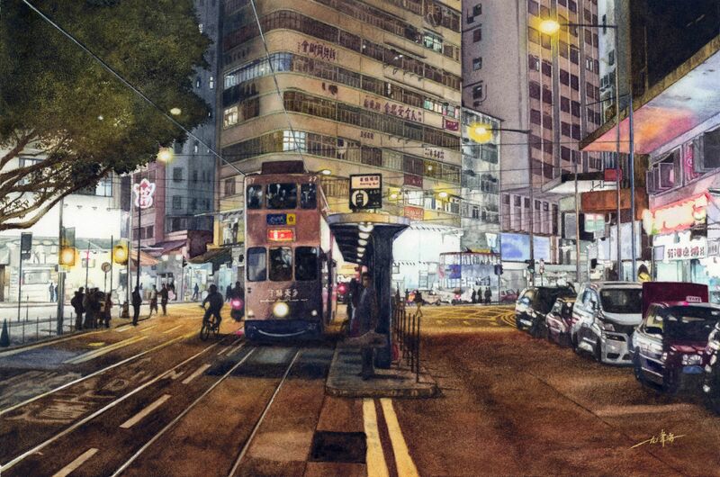 Wan Chai (Hong Kong) at 8pm - a Paint by Adwin