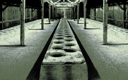 Auschwitz:  Toilet facilities - A Photographic Art Artwork by Christopher Cristobal Newberry