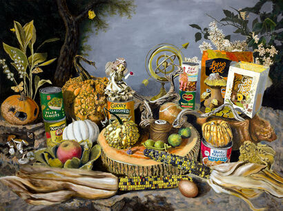 Still Life with Canned Dictators and Bumpy Cucurbits (November), 2022 - a Paint Artowrk by Slate Quagmier