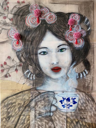 Gyokuro em chávena de Viana - a Paintings Artwork by Ana Couceiro