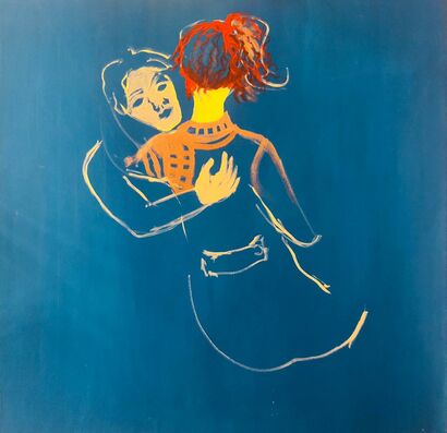 Blue hug - A Paint Artwork by Rudina Simicija