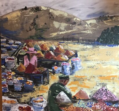 Uzbekistan market on the road  - A Paint Artwork by Clairette