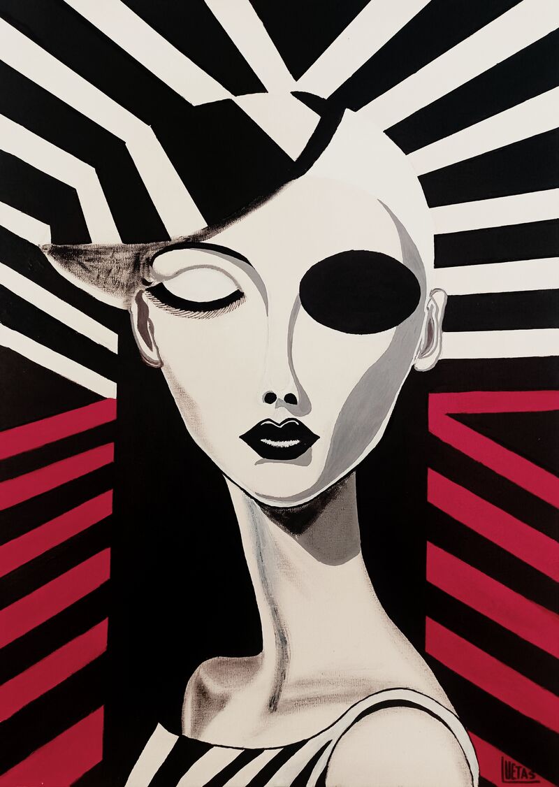 WOMAN IN GEOMETRIC CONTRAST - a Paintings by LUETAS