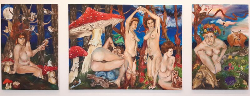 Aphrodite and the Charites (Peitho, The Three Graces, Flora) - a Paint by Ninou Kroeger