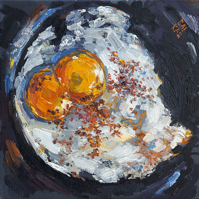 Fried eggs. Day 2 - A Paint Artwork by Kateryna Ivonina