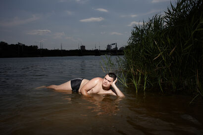 Reclining Boy in Water #1804, from series Bathers, Ukraine 2011 - a Photographic Art Artowrk by RICHARD ANSETT