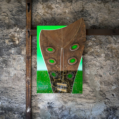 #Justanumber – African masks (green) - A Paint Artwork by Simone Del Sere