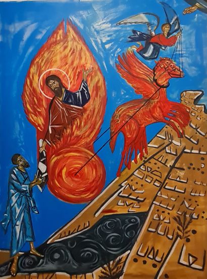The Fiery Ascension of the Prophet Elijah - a Paintings Artwork by Andr Kart