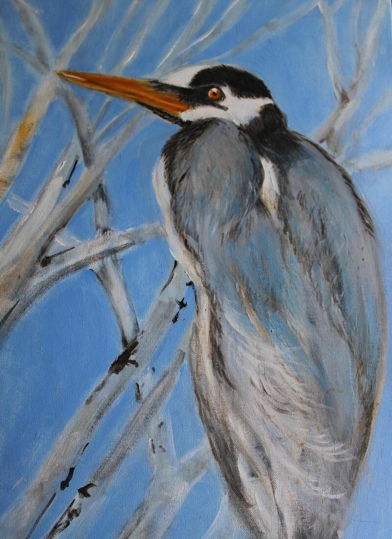 Blue Heron at Rest - a Paint by eleanor guerrero