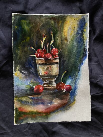 Cherries in the cup - a Paint Artowrk by Daria Remeniuk 