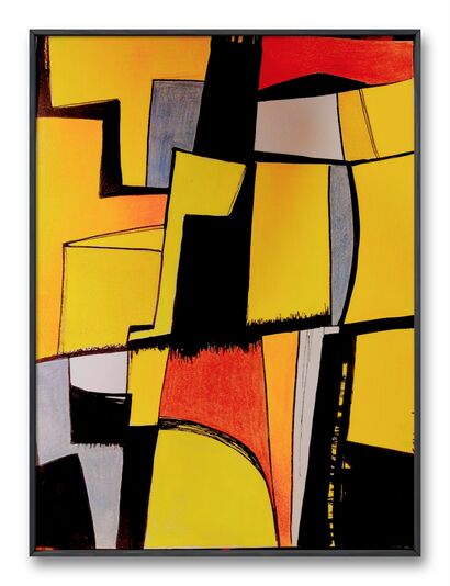 geometric composition with yellow - A Art Design Artwork by Guillermo Schein