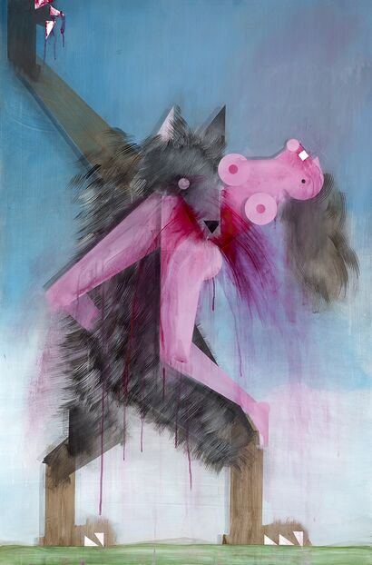 Werewolf Devouring a Young Maiden - a Paint Artowrk by Faron Fiada