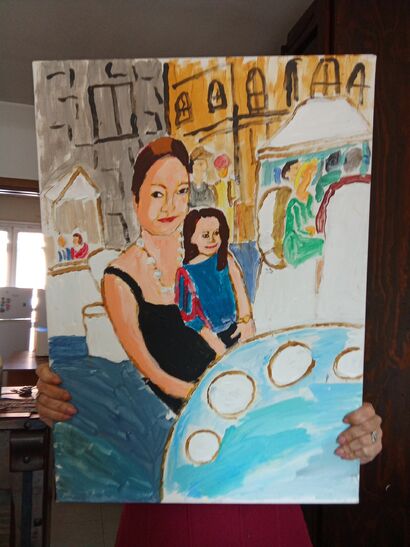 Il ritratto figurativo della è scrittrice Bogdana Trivak con sua figlia Ines a Sarzana - a Paint Artowrk by Dragana Trivak
