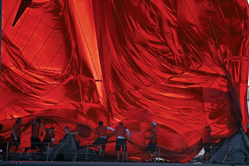 Red Spinnaker Curtain - a Photographic Art by Eugenia Bakunova