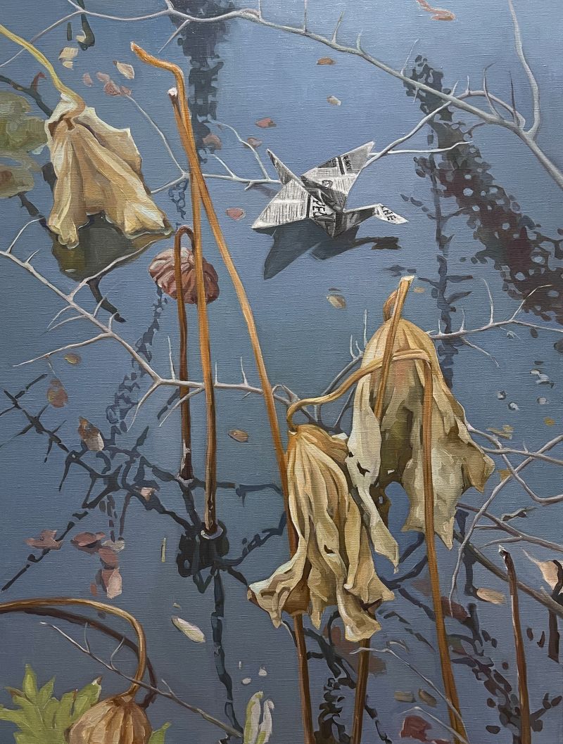 Origami crane - a Paintings by Guzel Min